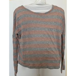 Sparkle&Fade Pink & Grey Striped Long Sleeve Sz XS